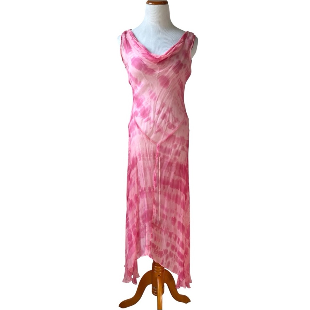 Vintage Pink Tie-Dye Midi Dress